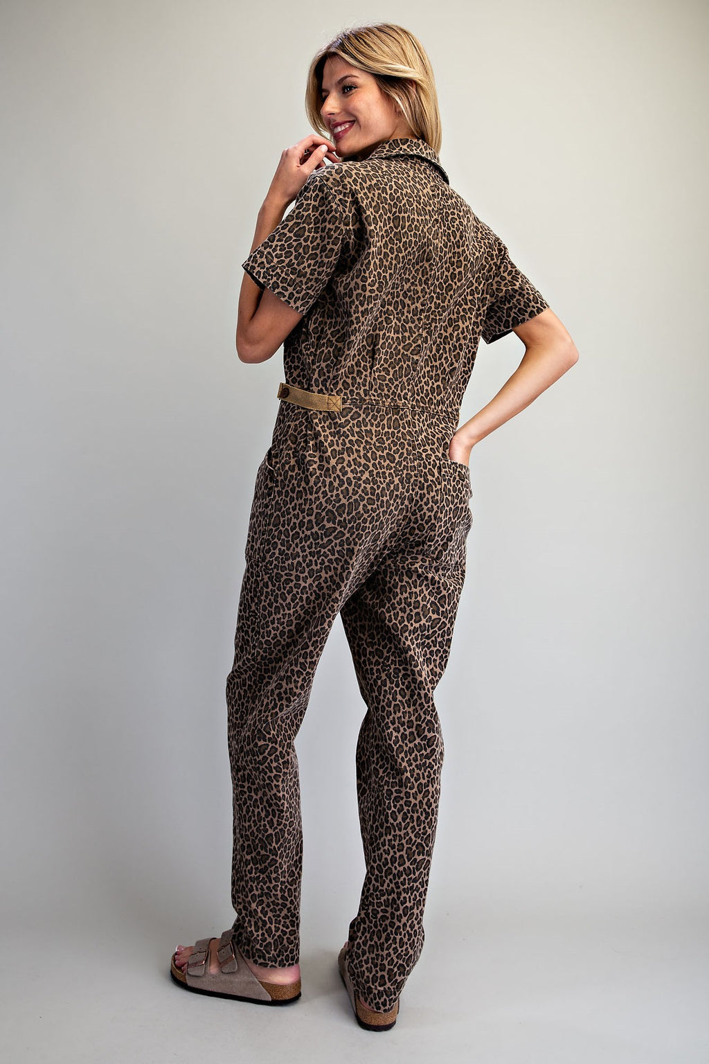 Mineral Washed Leopard Utility Jumpsuit