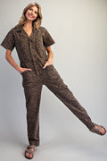 Mineral Washed Leopard Utility Jumpsuit