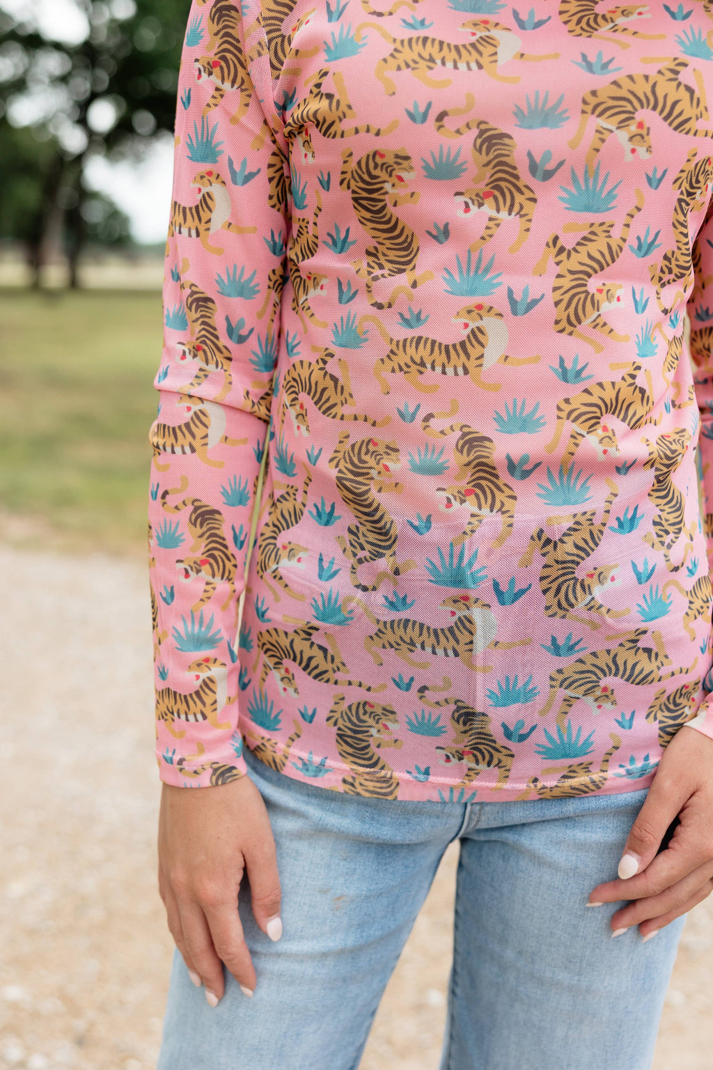 PINK TIGER MESH TOP