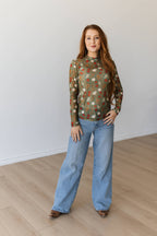 OLIVE FLORAL PAISLEY MESH