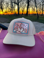 Jackalope Tooled Leather Patch Cap Cowgirl Cowboy Western Rodeo