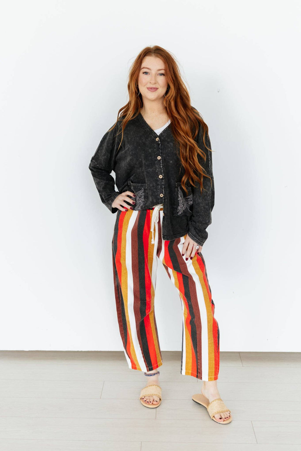 MULTI STRIPE BARREL PANT