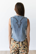 Roping Cowboy Embroidery Vest