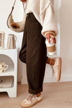 Casual Leopard Print Full-Length Regular Fit Jeans