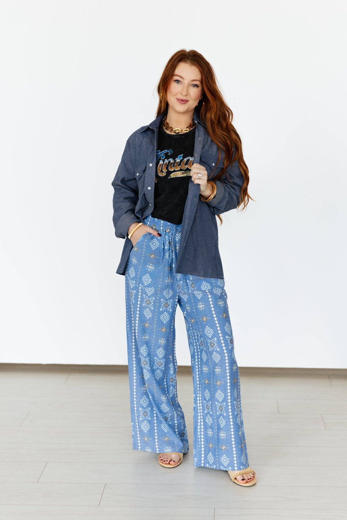 BLUE AZTEC PANTS