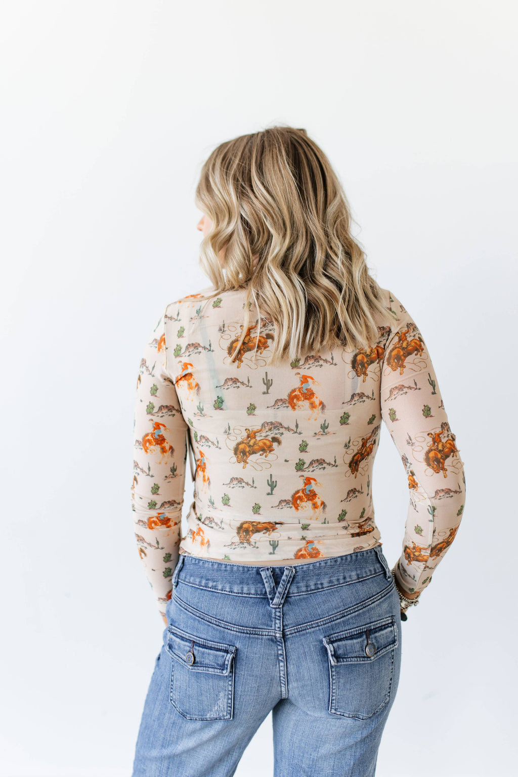 TAUPE BRONC LASSO DESERT MESH TOP
