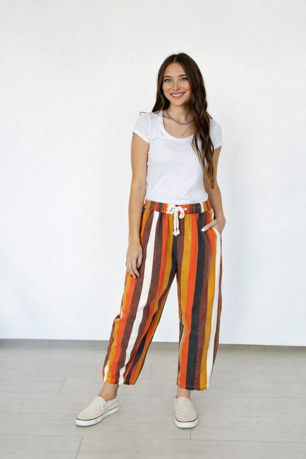 MULTI STRIPE BARREL PANT
