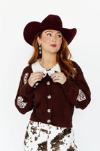 DOUBLE HORSESHOE BROWN  SWEATER
