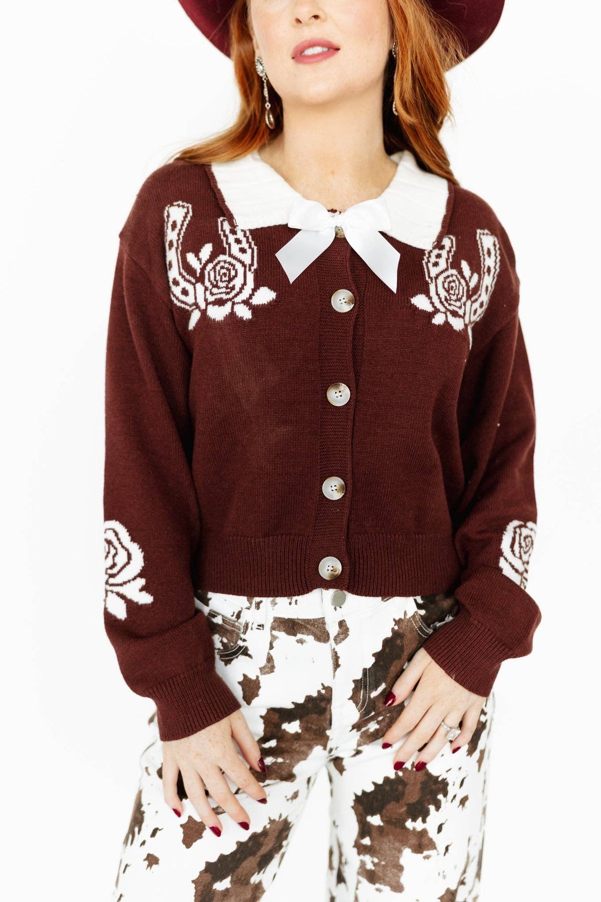 DOUBLE HORSESHOE BROWN  SWEATER