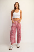 Mineral Washed Paisley Printed Barrel Jeans ✨