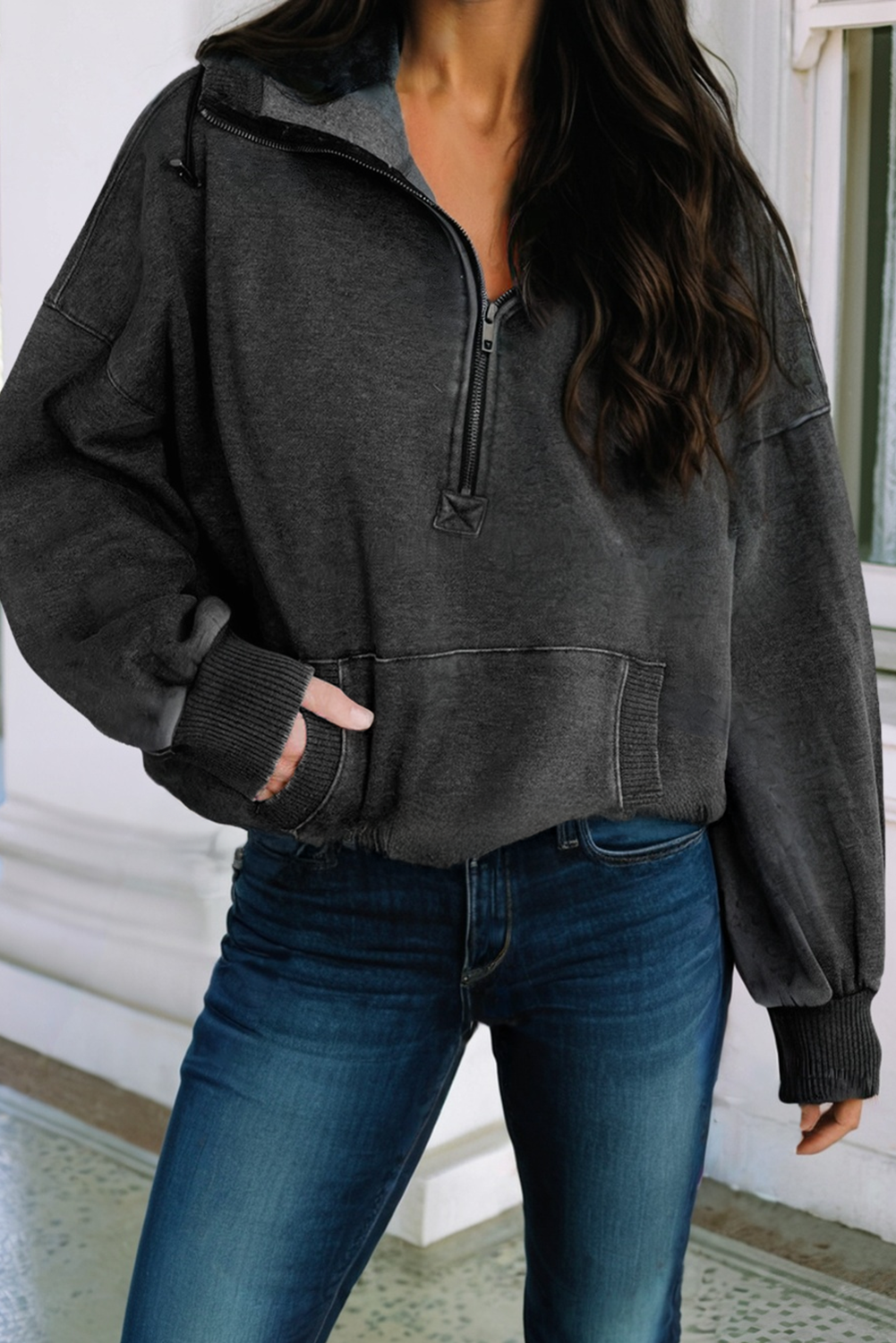 Solid Casual Long Sleeve Hoodie