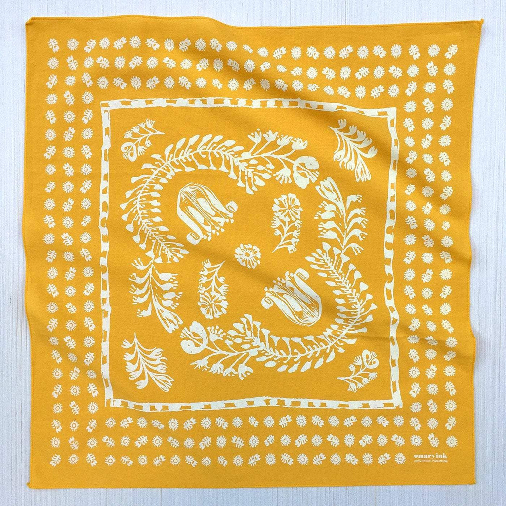 Golden Yellow Floral Bandana