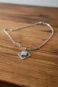 Turquoise Silver Stamped Pendant Necklace