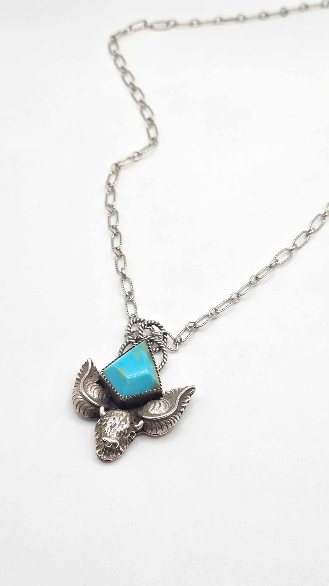 Diamond Shaped Turquoise Buffalo Necklace