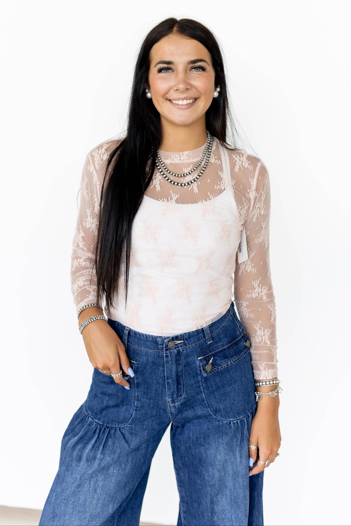 LACE TOPS DUSTY PINK