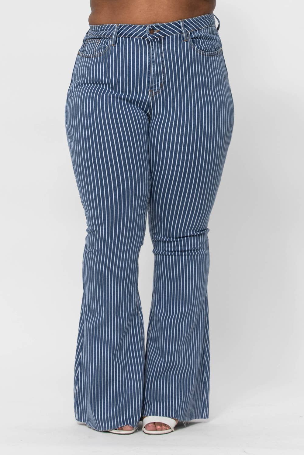 HI-WAIST SUPER FLARE PIN STRIPE  - PLUS