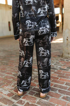 Black Ivory Western Printed Button Down Pants Set