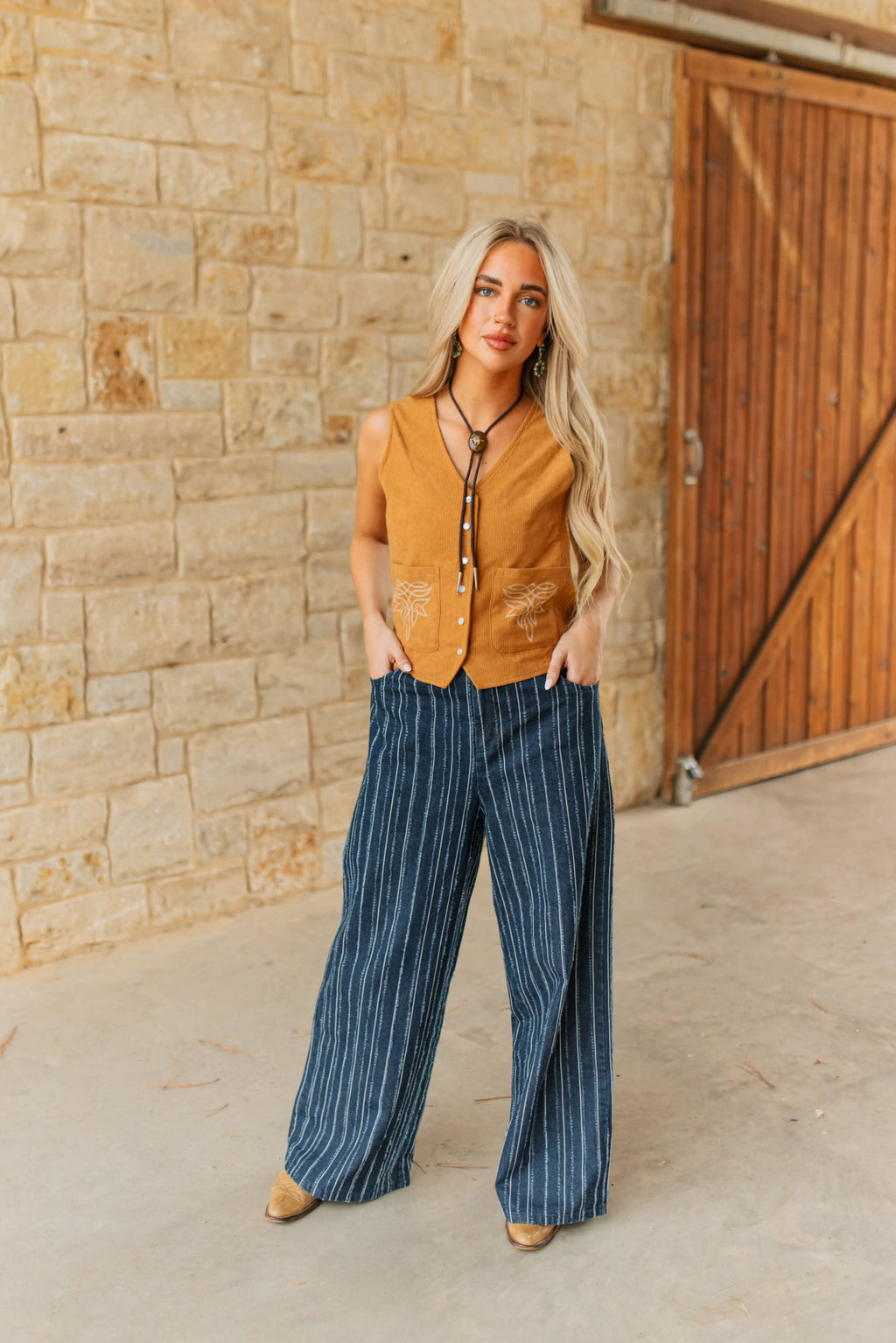 DARK DENIM STRIPE PANT