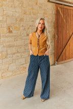 TAN CORD PEARL SNAP VEST