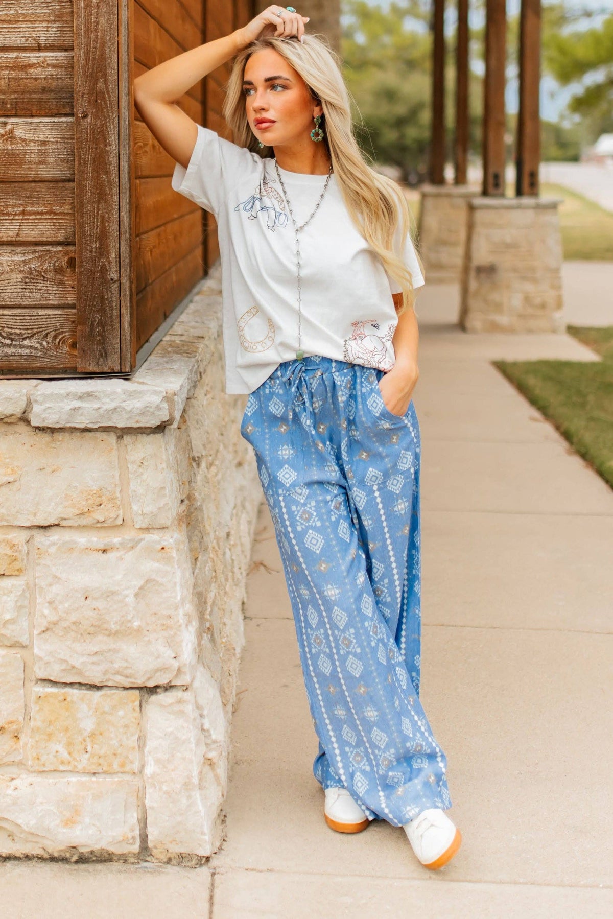BLUE AZTEC PANTS