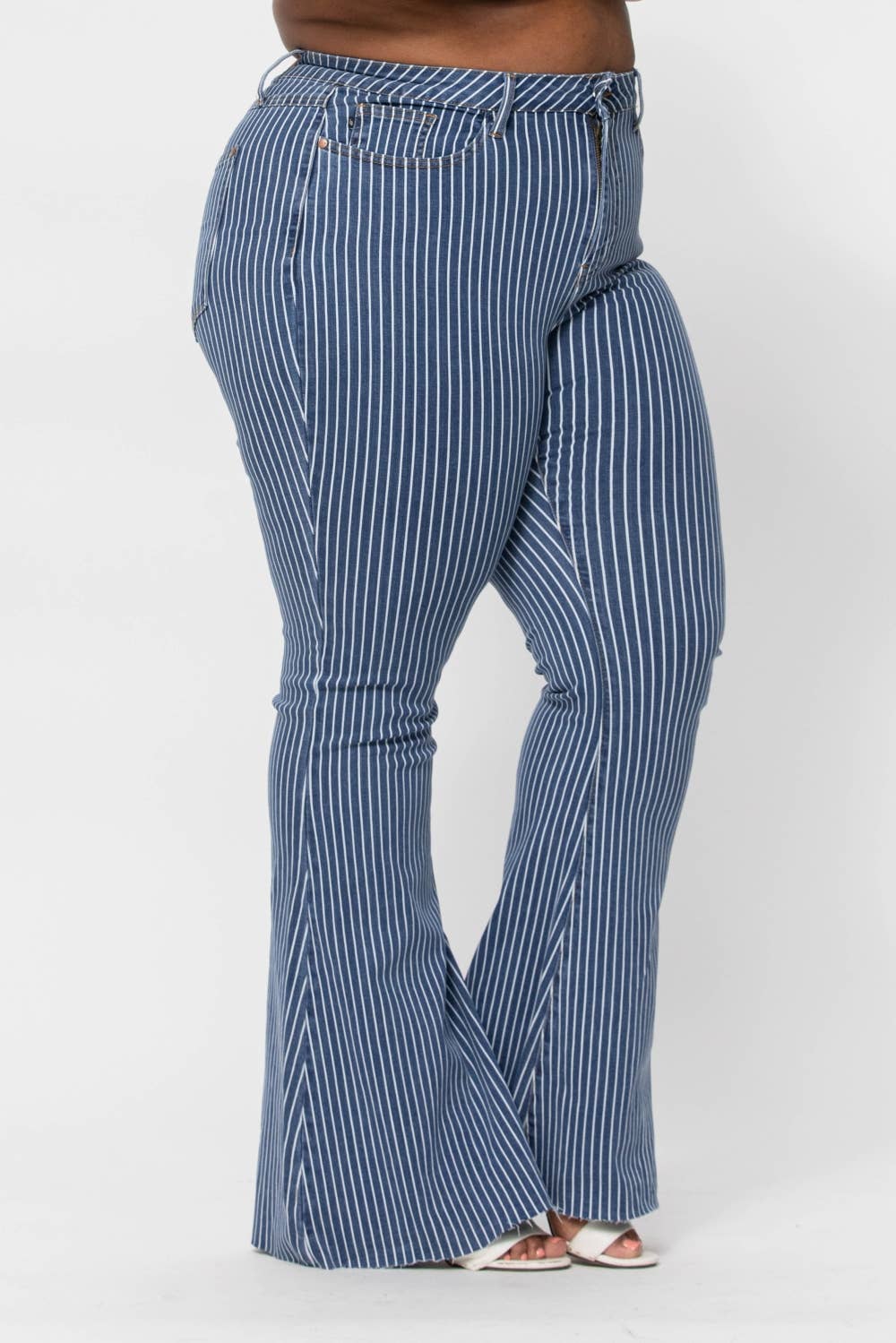 HI-WAIST SUPER FLARE PIN STRIPE  - PLUS