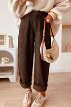 Casual Leopard Print Full-Length Regular Fit Jeans