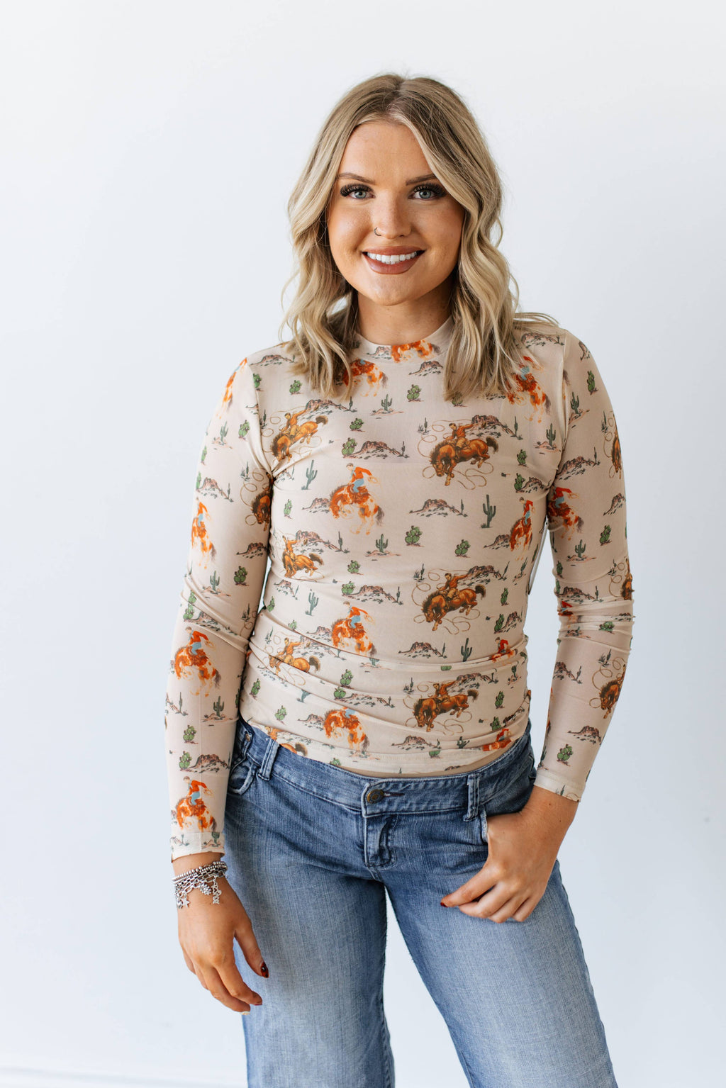 TAUPE BRONC LASSO DESERT MESH TOP