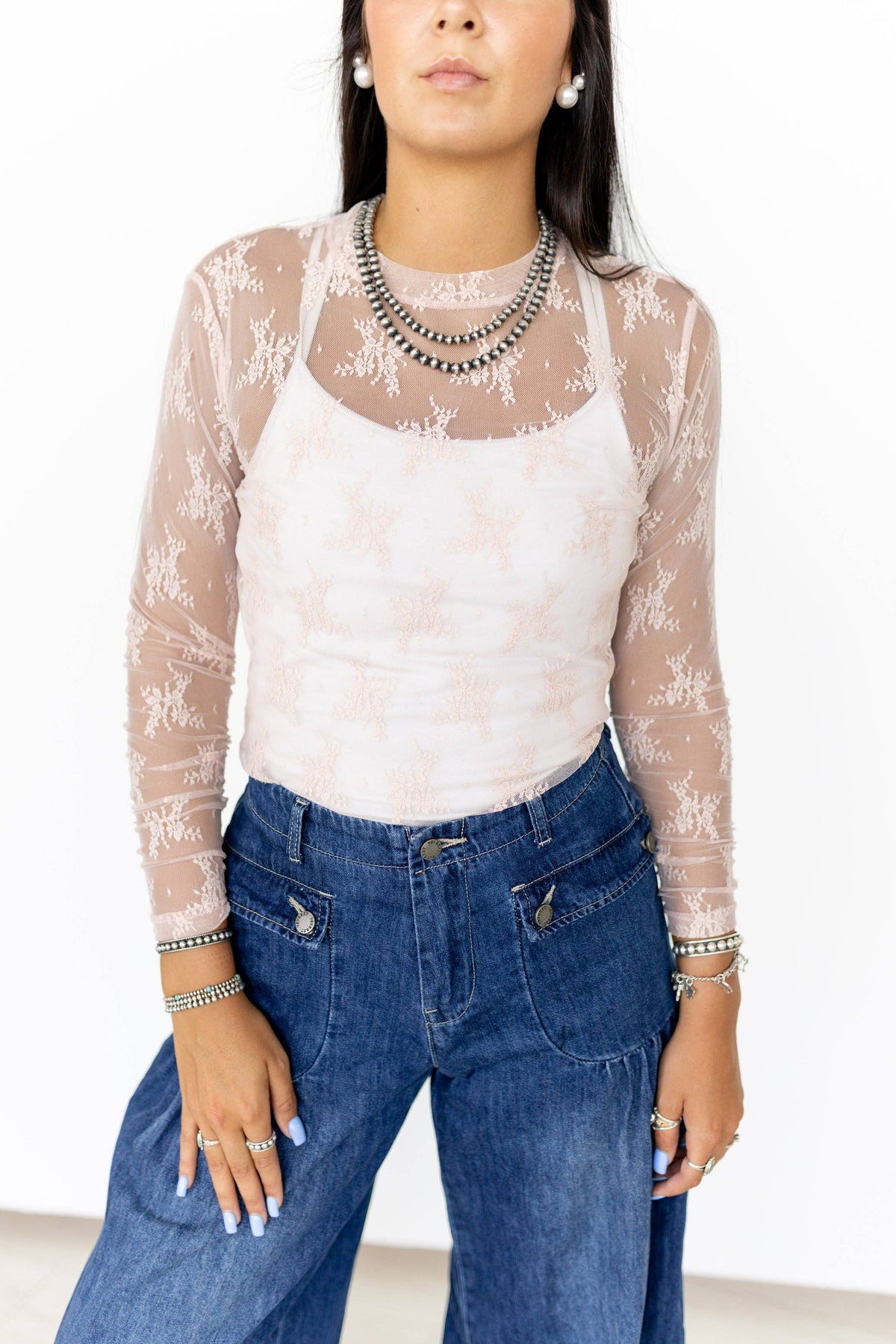LACE TOPS DUSTY PINK