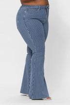 HI-WAIST SUPER FLARE PIN STRIPE  - PLUS